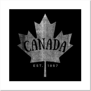 Canada Maple Leaf design - Canada Est. 1867 Vintage Script Posters and Art